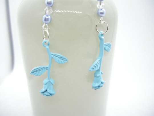 Ophira - Light Blue Rose Dangle Earrings