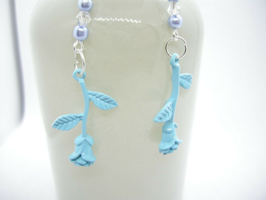 Ophira - Light Blue Rose Dangle Earrings