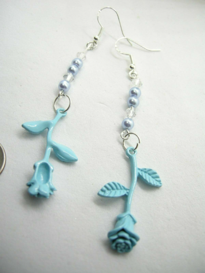 Ophira - Light Blue Rose Dangle Earrings
