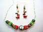 Rudy – Christmas Lampwork Bead Necklace & Reindeer Earrings