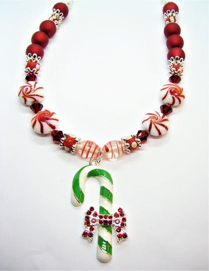 Lillian – Candy Cane Charm Necklace, Bracelet & Earrings Set