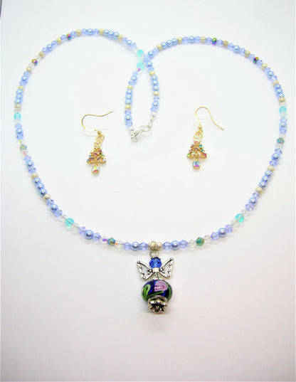 Seraphina – Angel Necklace & Christmas Tree Earrings
