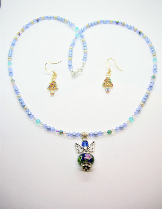 Seraphina – Angel Necklace & Christmas Tree Earrings