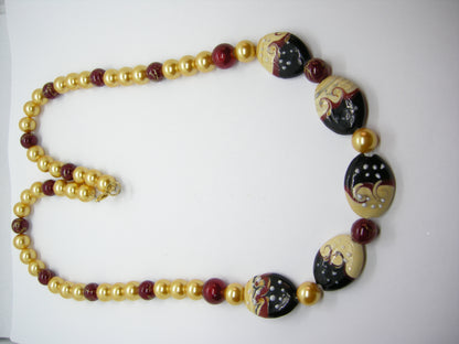 Waves of Java - Handpainted bead necklace