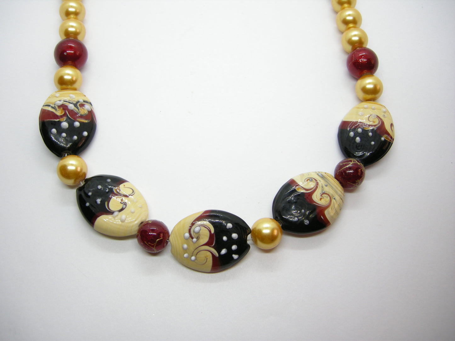 Waves of Java - Handpainted bead necklace