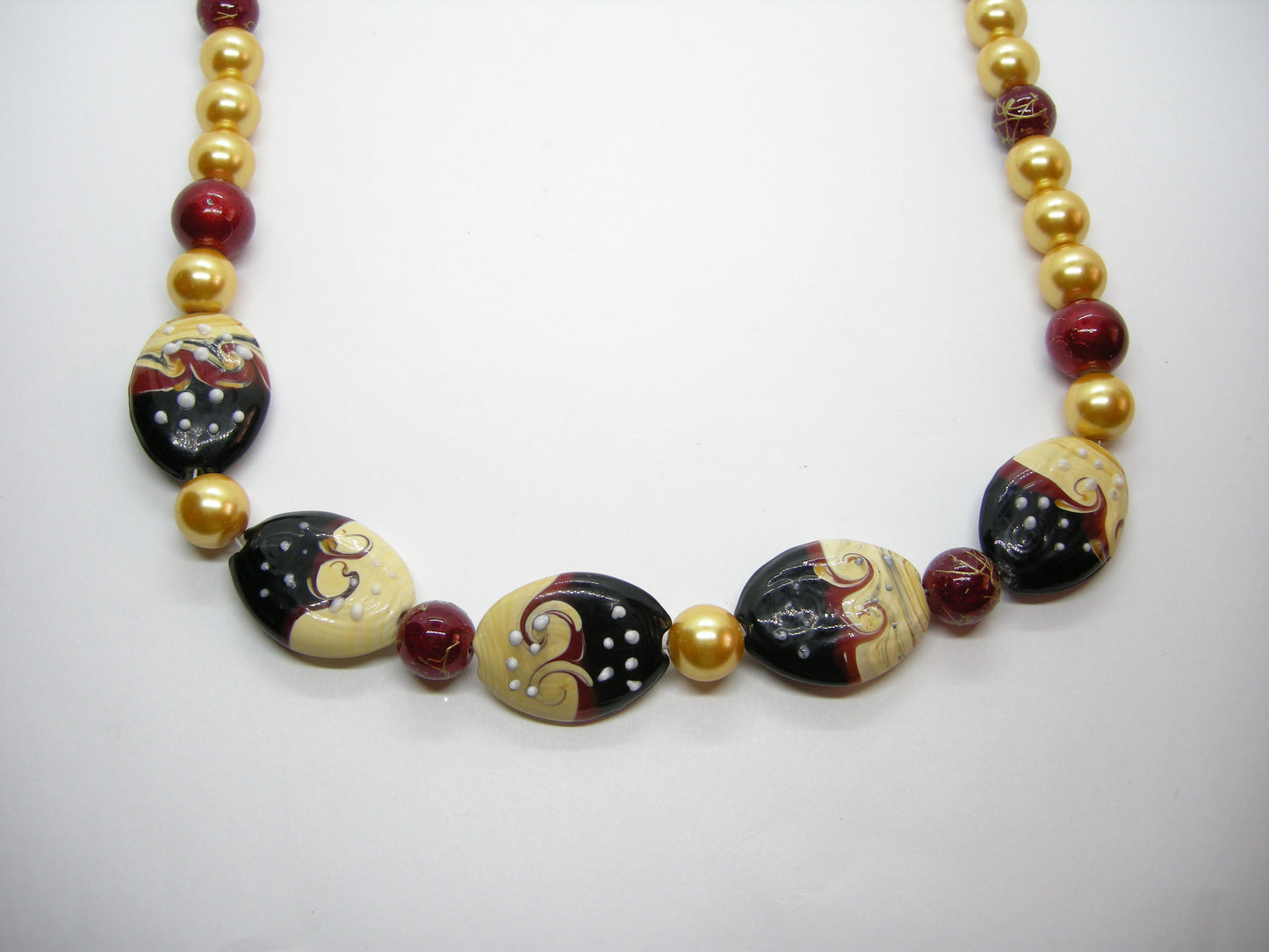Waves of Java - Handpainted bead necklace