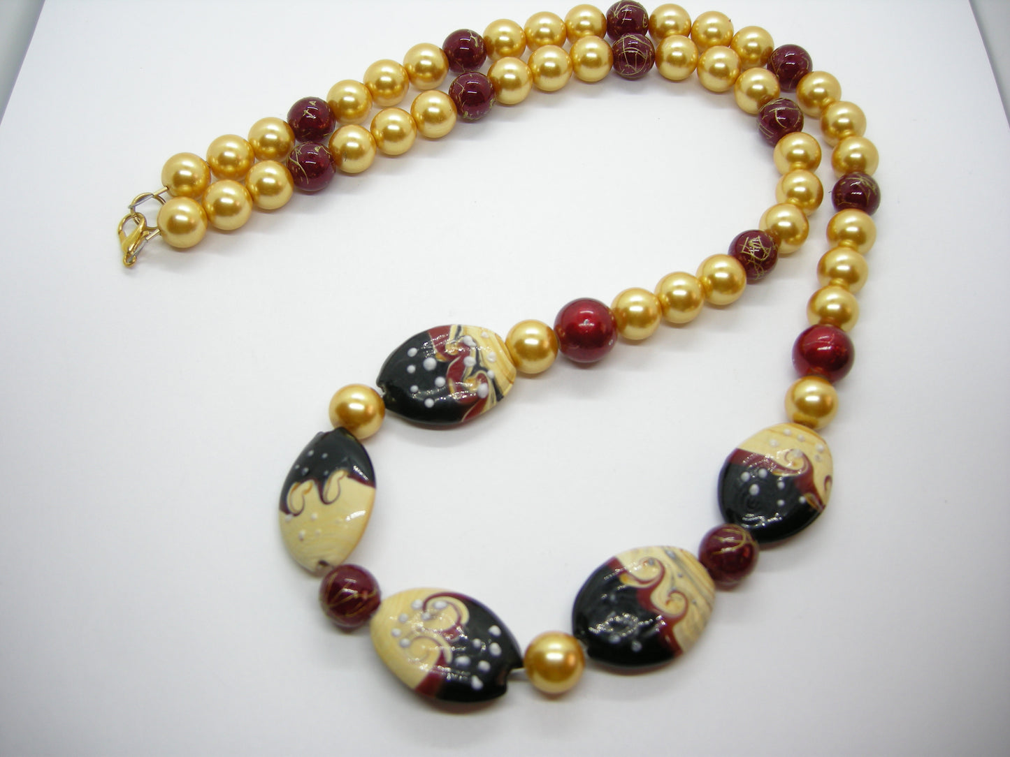 Waves of Java - Handpainted bead necklace