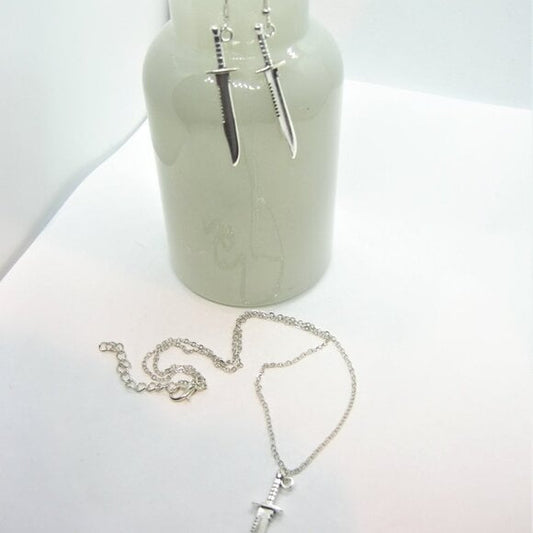 Knife Sword Earring and necklace sets for cosplay larp hunters tactical
