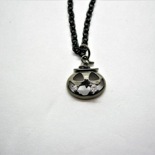 Black Pumpkin Pendant Necklace with CZ tooth