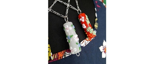 WHITE Floral blown glass pendant