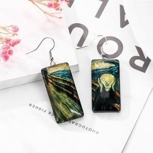 Edvard Munch's "The Scream" Rectangular Drop Earrings