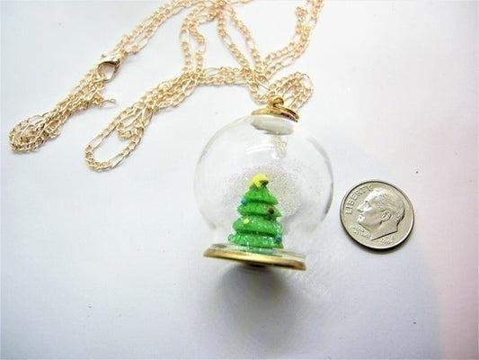 Glass Snowglobe Pendant on Gold EP chain