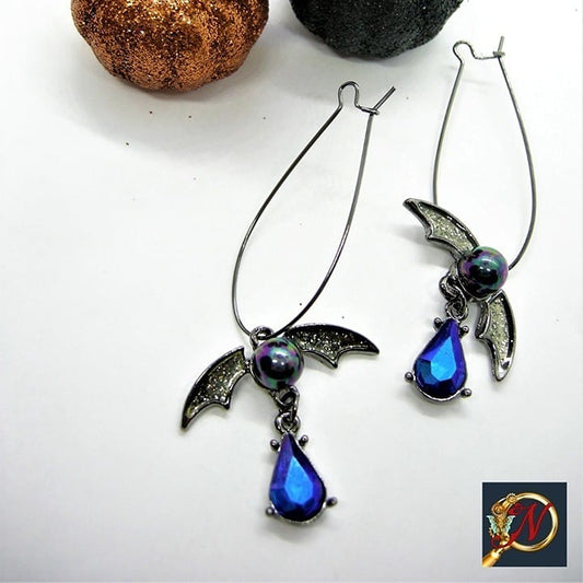 Glistening Nocturne Spooky Season Bat Earrings