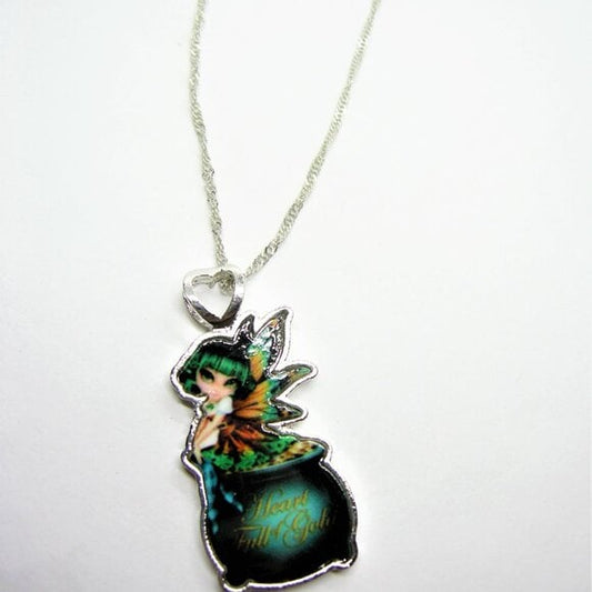 Heart Full of Gold fairycore necklace and earrings set