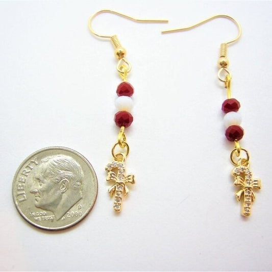 Candy Cane Pave Earrings Swarovski crystal Christmas gifts