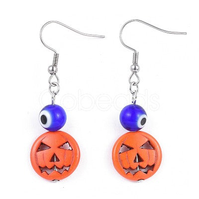 Cute Pumpkin and Evil Eye handmade Earrings