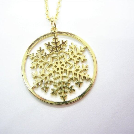 Gold Chrome Laser-cut Snowflake Necklace