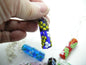 ROYAL BLUE Floral Barrel Lampwork Glass Pendant Necklace on Sterling Chain