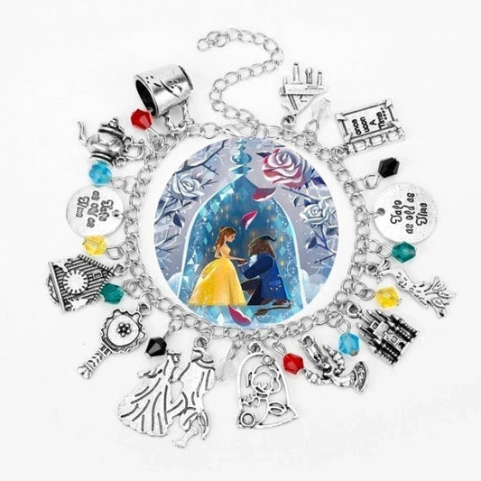 Beauty and the Beast Charm Bracelet/ Child's Necklace and Princess Tiara