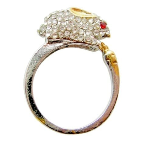 Adjustable rabbit bunny pave ring