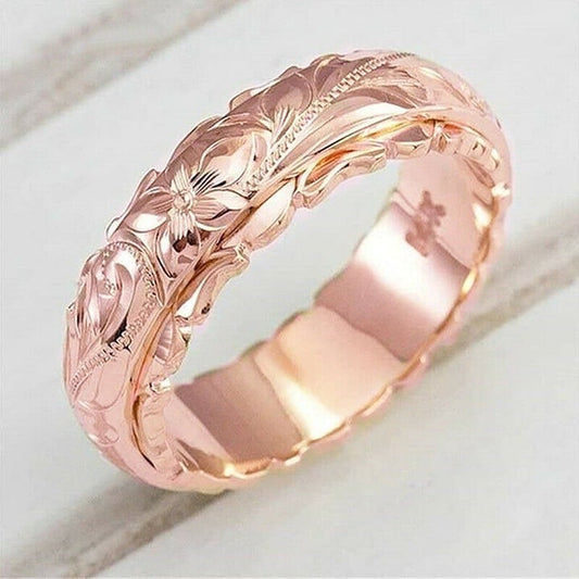 Rose Gold carved band size 6, 7, 8, or 10