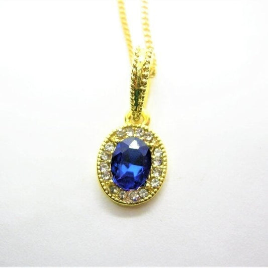Crystal Blue Drop Pendant Necklace