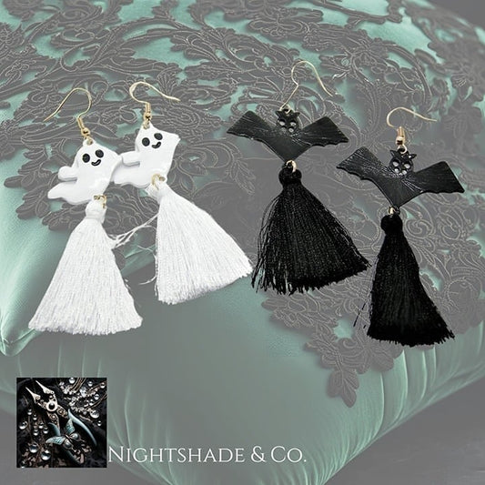 Bat and ghost tassel earrings lot of 2