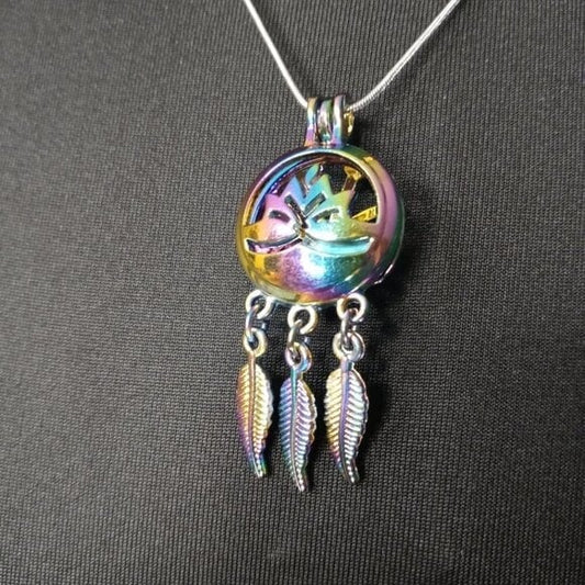 Rainbow Aromatherapy Dreamcatcher Pendant Necklace