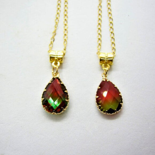 Austrian Crystal Gradient Teardrop Necklace – Holiday Elegance