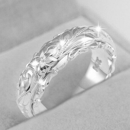 Gorgeous 925 Silver Promise Ring for Her White Gold sheen