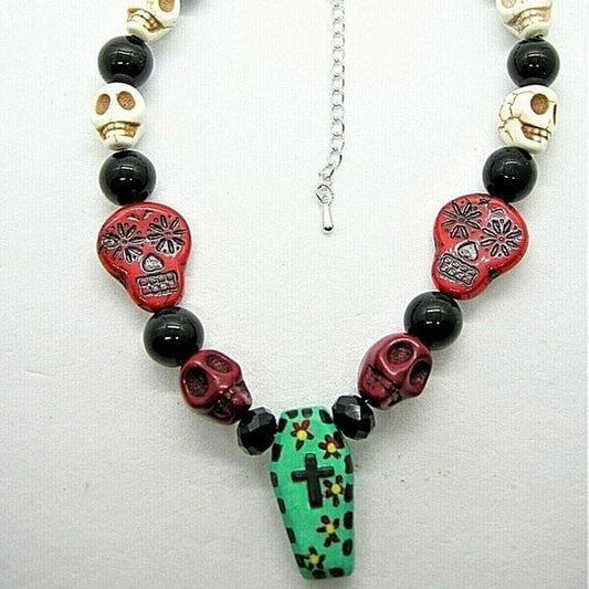 Coffins and Skulls Choker Necklace