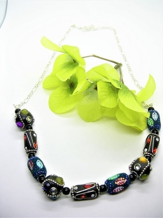 India Sparkle Beads Necklace sterling silver chain authentic beads made in India