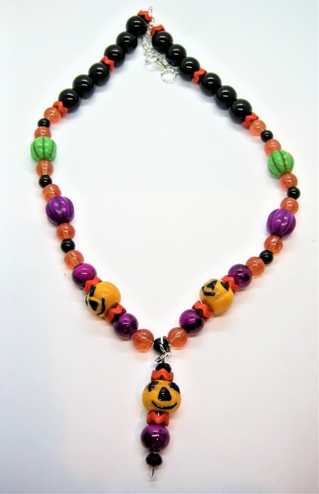 Necklace colorful neon pumpkins