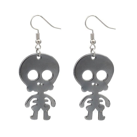 Metal chrome skeleton earrings cartoon hot topic