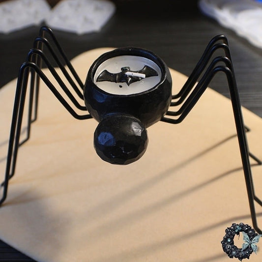 Spider tabletop decor with bat candle