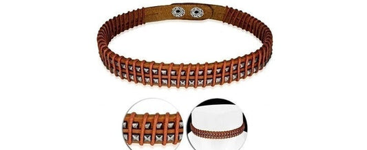 Rugged Vegan Leather Wrap Bracelet – Classic Tan