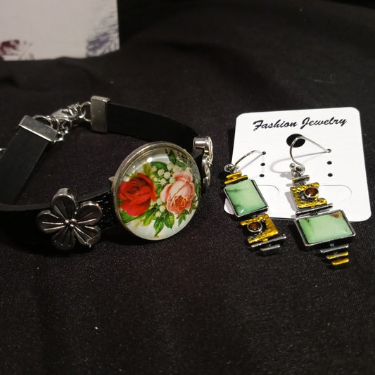 Cottage core bracelet and earrings set